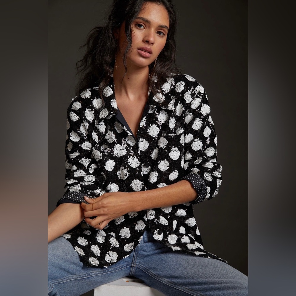 Maeve Sequined Shirt Jacket